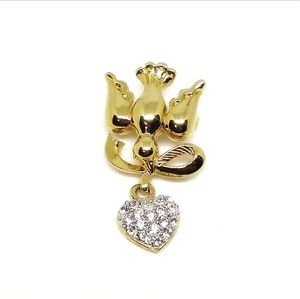 Monet Dove with Awareness bow and heart brooch